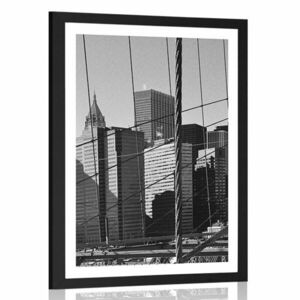 Poszter paszportuval Manhattan fekete fehérben kép