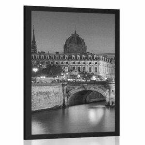 Poszter káprázatos párizsi panoráma fekete-fehérben kép