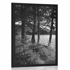 Poszter kilátás a tóra fekete fehérben kép