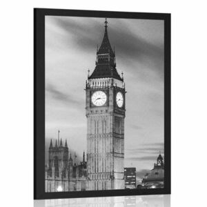 A londoni Big Ben plakátja fekete-fehérben kép
