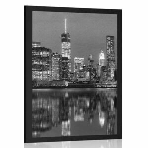 Poszter bájos Manhattan tükröződik a vízben fekete fehérben kép