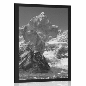 Poszter gyönyörű hegycsúcs fekete fehérben kép
