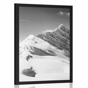 Poszter havas hegyek fekete fehérben kép