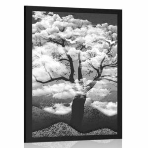 Poszter fekete fehér fa felfőkben kép