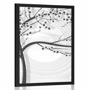 Poszter modern fekete fehér fa absztrakt kivitelben kép