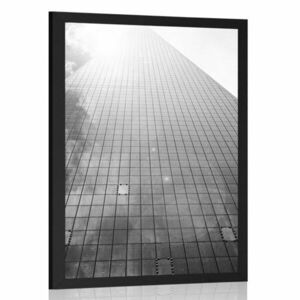 Poszter felhőkarcoló fekete fehérben kép