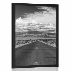 Poszter fekete fehér út a sivatagban kép