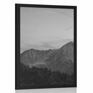 Poszter naplemente a hegyekben fekete fehérben kép