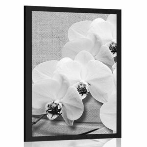 Poszter orchidea vásznon fekete fehérben kép