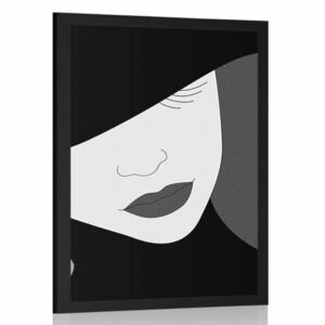 Poszter előkelő kapapos hölgy fekete fehérben kép