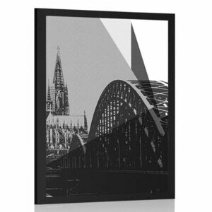 Poszter Köln városának illusztrációja fekete fehérben kép