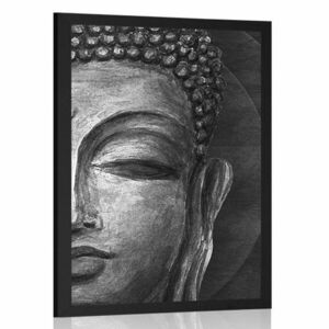 Poszter Buddha arc fekete fehérben kép
