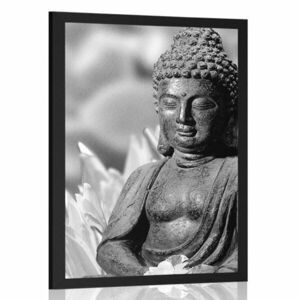 Poszter békés Buddha fekete fehérben kép