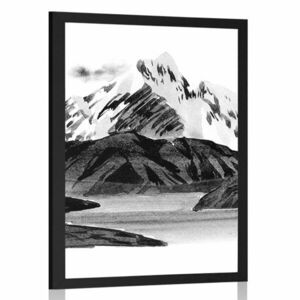 Poszter csodás hegy fekete fehérben kép