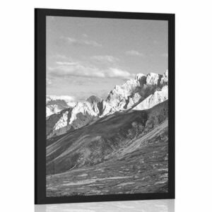 Poszter csodás kilátás a hegyekből fekete fehérben kép