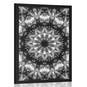 Poszter Mandala érdekes elemekkel fekete fehérben kép