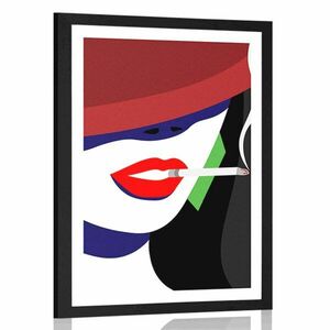 Poszter paszportuval kalapos hölgy pop art stílusban kép