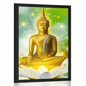 Poszter arany Buddha lótuszvirágon kép