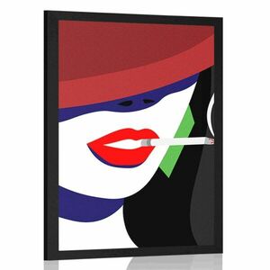Poszter előkelő kalapos hölgy pop art stílusban kép