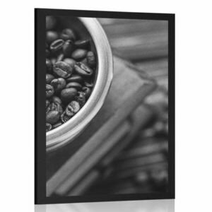 Poszter vintage kávédaráló fekete fehérben kép
