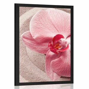 Poszter tengeri homok és rózsaszín orchidea kép