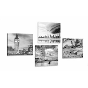 Képszett titokzatos városok fekete-fehér változatban kép