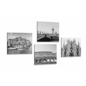 Képszett történelmi városok fekete-fehér változatban kép