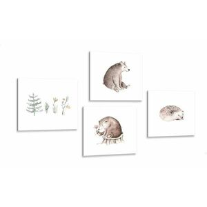 Képszett erdei állatkák minimalisztikus stílusban kép