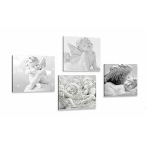 Képszett angyalok harmóniája fekete-fehér változatban kép