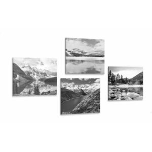 Kép szett hegyi tájak fekete fehérben kép