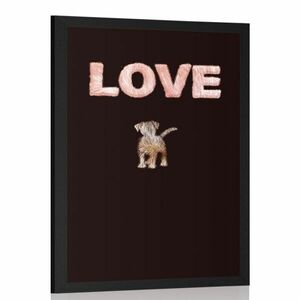 Poszter kutya Love felirattal fekete alapon kép