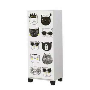 Filinta Cats fehér-fekete cipősszekrény 50 x 38 x 127 cm kép