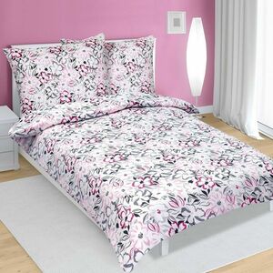 Virágok szatén ágyneműhuzat rózsaszín, 140 x 200 cm, 70 x 90 cm kép