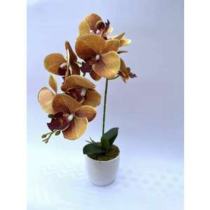 Sárgás színű orchidea dekor 1 szálas kerámia kaspóban kép