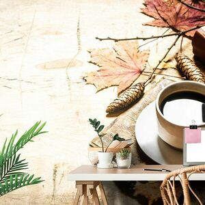 Öntapadó fotótapéta egy csésze kávé őszi hangulatban kép