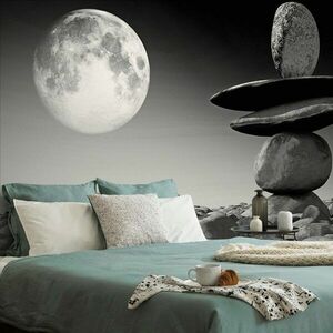 Öntapadó fotótapéta kövek holdfényben fekete-fehérben kép