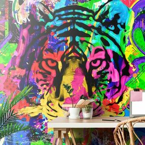 Öntapadó tapéta színes tigris fej kép