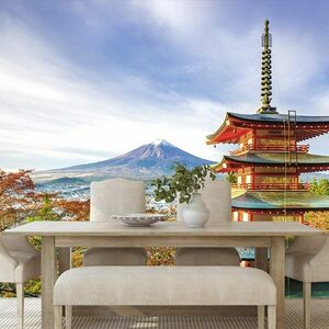 Öntapadó fotótapéta kilátással a Chureito pagodára és a Fuji-hegyre kép