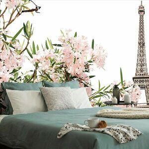 Öntapadó fotótapéta az Eiffel torony virágokkal kép