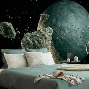 Öntapadó tapéta meteoritok a bolygó körül kép