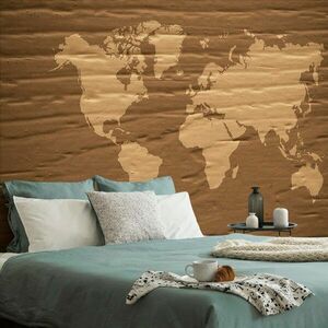 Öntapadó tapéta barna világ térkép kép