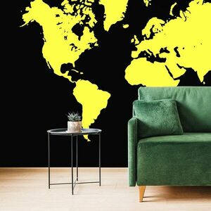 Öntapadó tapéta sárga térkép fekete háttéren kép