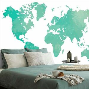 Öntapadó tapéta világ térkép zöld színben kép