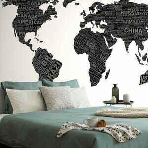 Öntapadó tapéta fekete fehér világtérkép kép