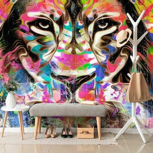 Öntapadó tapéta oroszlán fej színes változatban kép