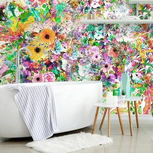 Öntapadó tapéta színes virágok kép