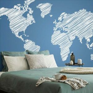 Öntapadó tapéta kikelt világtérkép kék alapon kép