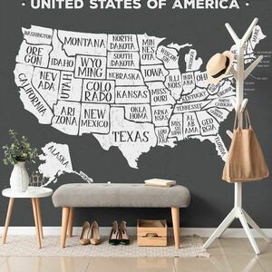 Öntapadó tapéta az USA oktatási térképe fekete háttéren kép
