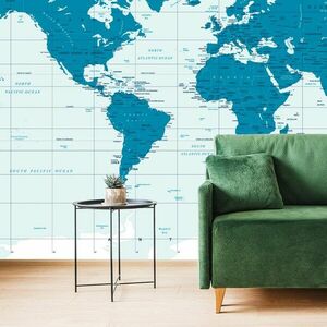 Öntapadó tapéta politikai térkép a világ kék kép