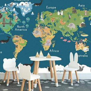 Öntapadó tapéta világtérkép gyerekeknek kép